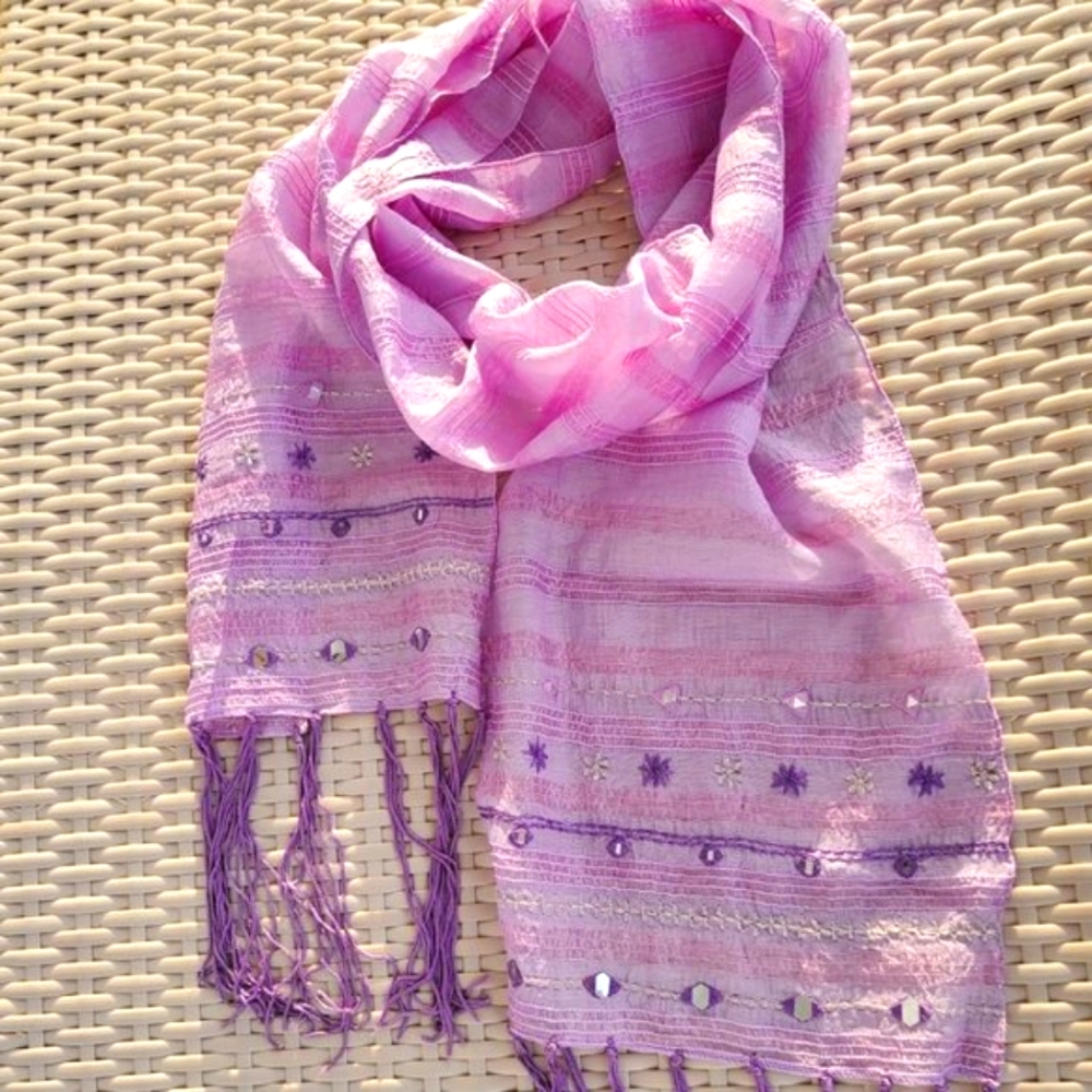 Light scarf with embellishment